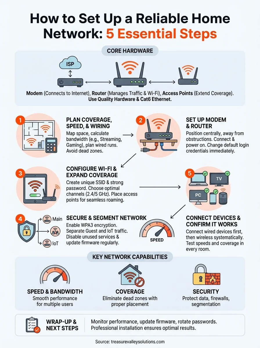 how to set up a home network infographic